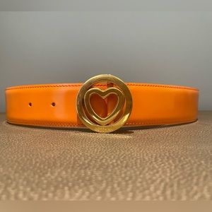Moschino patent leather belt with heart buckle
